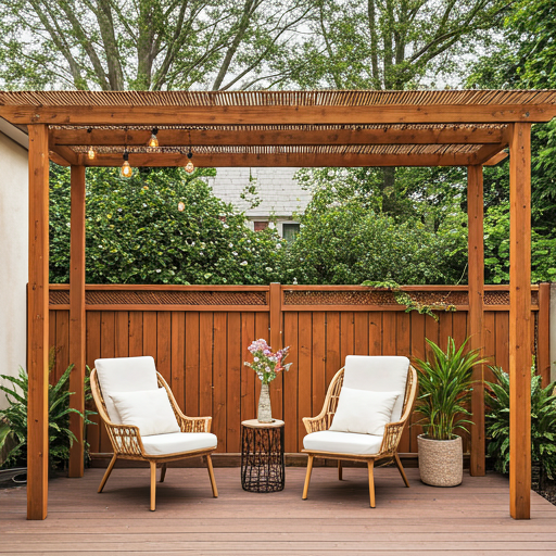 Уютный задний двор с перголой